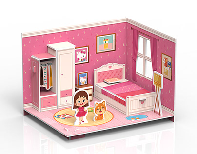 3Dpuzzle design _ Simple Doll house x 4