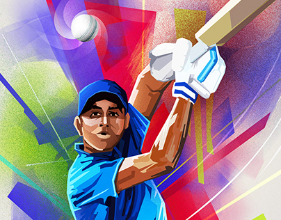 Abstract cricket illustration