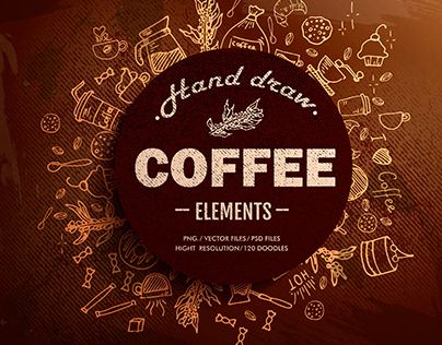 Coffee hand draw elements.