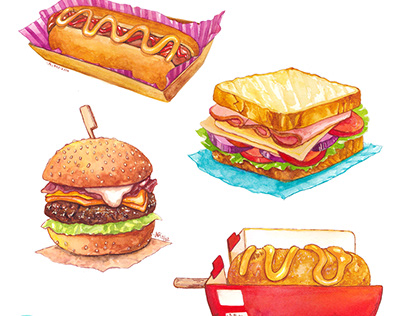 Sandwiches in watercolor