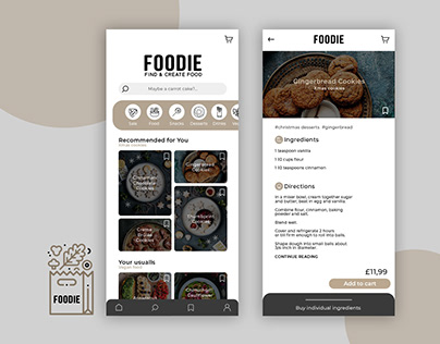 FOODIE app to search recipes and ingredients to buy