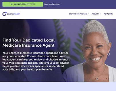 Agent Page for Connie Health - Desktop and Mobile