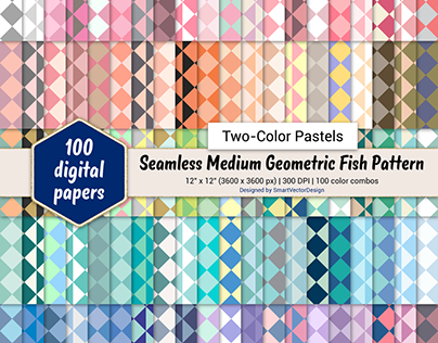 Two-Color Pastels Geometric Fish Pattern