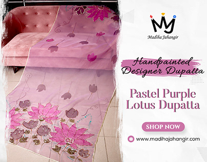 Pastel Purple Lotus Dupatta - MJ by Madiha Jahangir