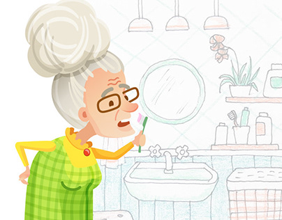 Old lady. Vector character design in a cartoon style