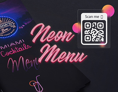 Cocktail & hookah neon menu design (Masha's bar)