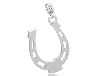 3d jewelry silver horseshoe pendant