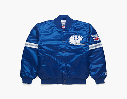 Indianapolis Colts Bomber X Starter Blue Satin Jacket