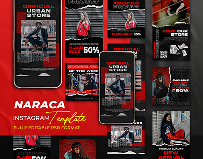 NARACA -Instagram Stories & Post Template Streetwear