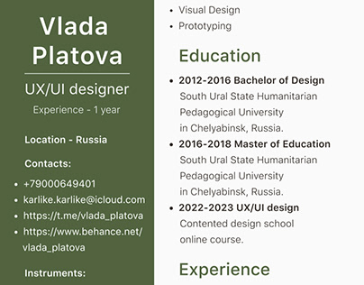 UX/UI design resume