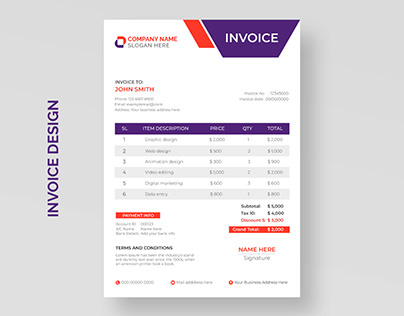 Business invoice design template.