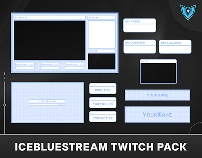 Blue Animated Twitch Overlay Cozy Package