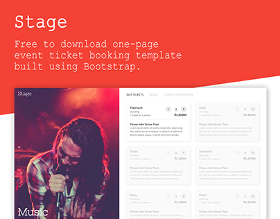 stage Bootstrap one page event ticket booking theme