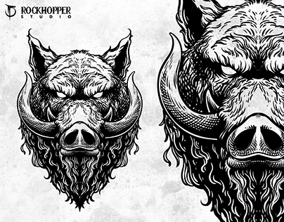 wild boar tattoo illustration