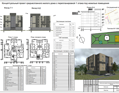 Концептуальный проект среднеэтажного жилого дома