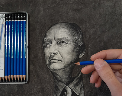 Richard Dawkins charcoal portrait