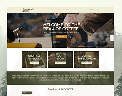Bearded Man Coffee Website Mockup