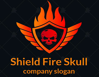 Shield Fire Skull Logo