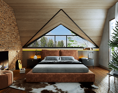 Low ceiling attic bedroom design..