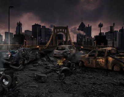 The destroyed city