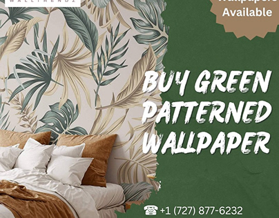 Buy Green Patterned Wallpaper