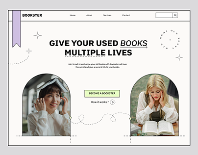 Landing page of a website for used books.