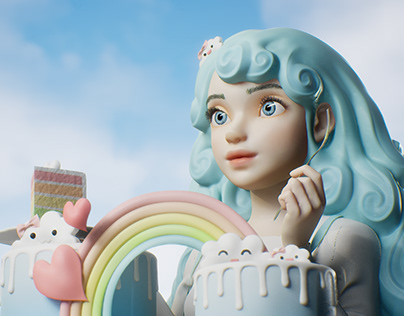 Project thumbnail - Cloud Rainbow Cake (Stylized character, Motion)