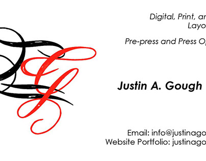 Business cards for Justin A. Gough
