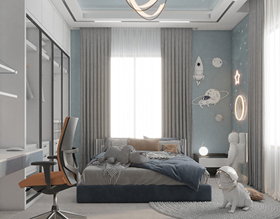 Bedroom with space theme