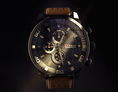 Curren Leather Watch 3D Visualizer