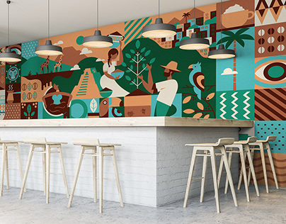 CoffeeHouse Wall Illustration