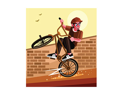 Cyclist on BMX Bike Illustration
