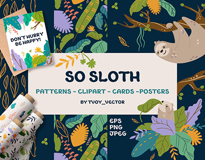 So sloth - collection of patterns for kids textiles