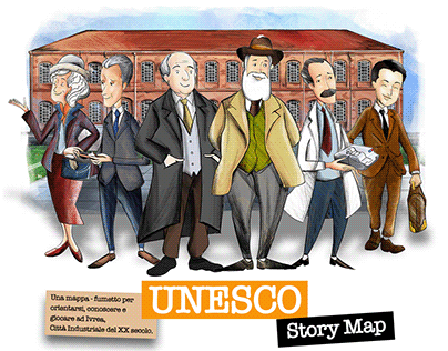 Olivetti Illustrations for UNESCO Ivrea story map.