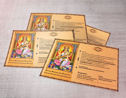 Invitation card design for Saraswati Puja