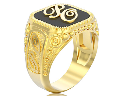 3d modeling gold enamel ring with ornament