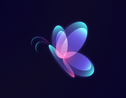 Glowing Butterfly 3D Logo