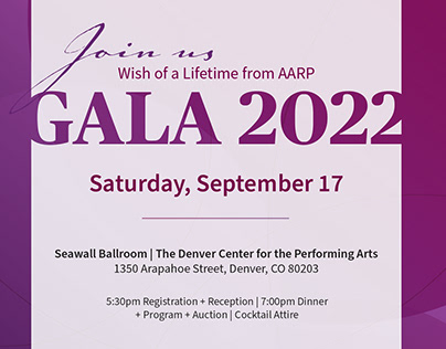Wish of A Lifetime from AARP 2022 Gala Invite Concepts