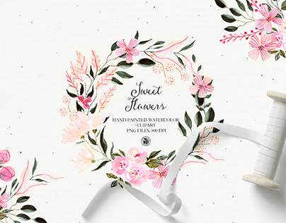 Sweet Flowers - watercolor floral clipart set