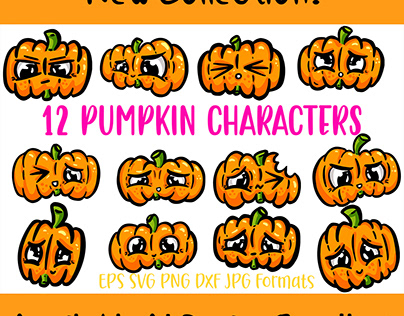 Halloween Cartoon Pumpkin Characters Collection!