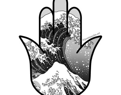 Hamsa Hand - The Great Wave