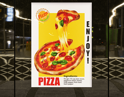 Food illustration, Pizza