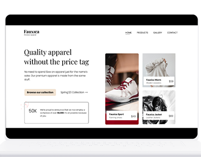 Fauxica - Home Page UI design