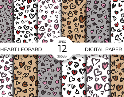 Heart leopard pattern