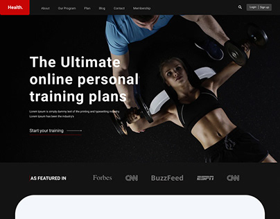 Personal trainer website UI