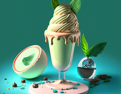Ice cream cup desing gelato theme