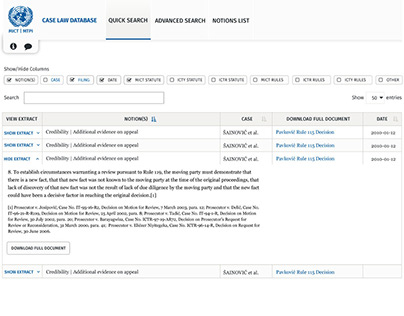 Web design: Case Law Database