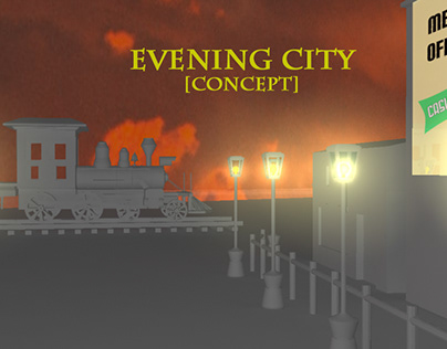 evening city 3D model concept