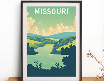 Missouri retro travel poster design