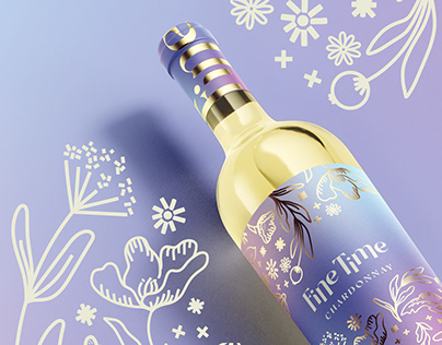Floral Themed Wine Packaging for Fine Time Chardonnay